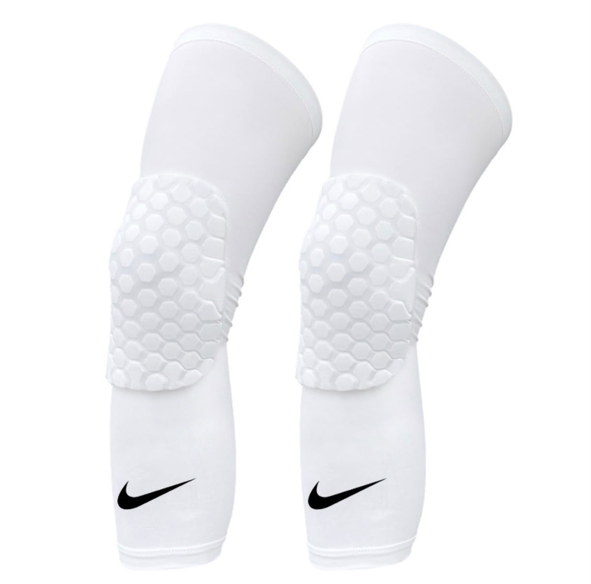 White padded knee sleeves, pair